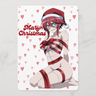 Sexy Santa Marry Cristmas Wrapped Anime Girl Einladung