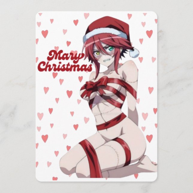 Sexy Santa Marry Cristmas Wrapped Anime Girl Einladung (Vorderseite)