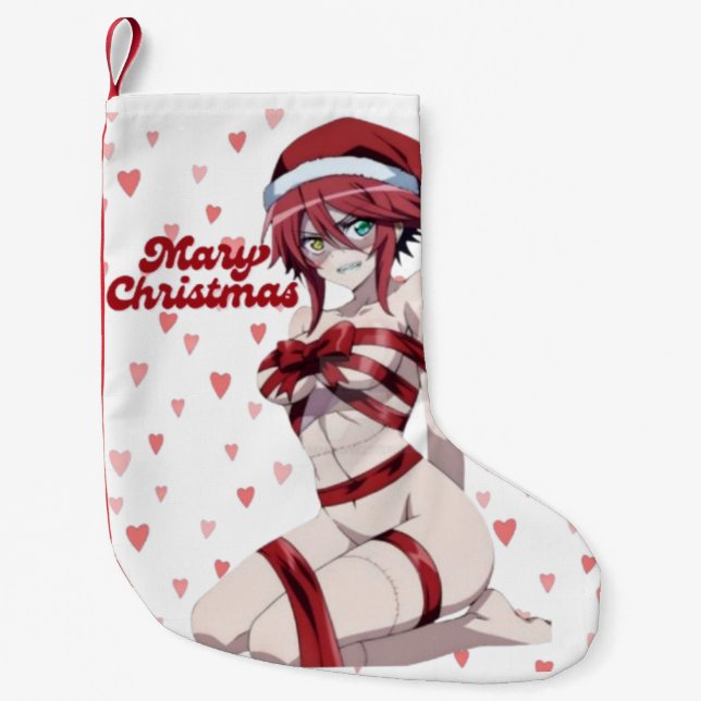 Sexy Santa Marry Cristmas Wrapped Anime Girl Kleiner Weihnachtsstrumpf (Vorderseite)