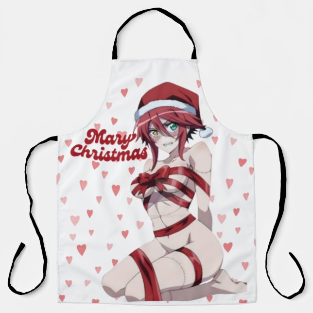 Sexy Santa Marry Cristmas Wrapped Anime Girl Schürze (Vorderseite)
