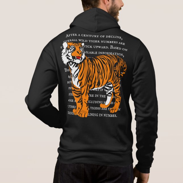 Sexy Tiger cooles Design Weißtexter Schwarz Hoodie (Rückseite)