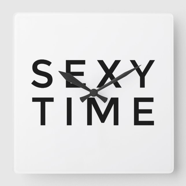 Sexy Time (Black Wall Clock) Quadratische Wanduhr (Vorderseite)