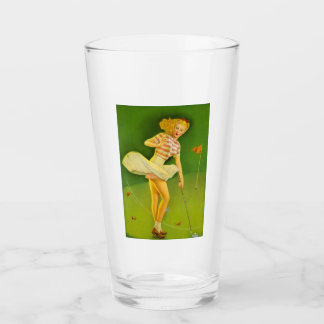 Sexy Vintages Button Up Girl Pint Trinkglas Glas