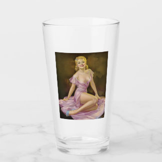 Sexy Vintages Button Up Girl Pint Trinkglas Glas