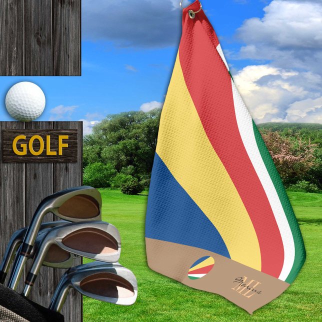 Seychellen Flag & Seychellen mit Monogramm /Afrika Golfhandtuch (Von Creator hochgeladen)