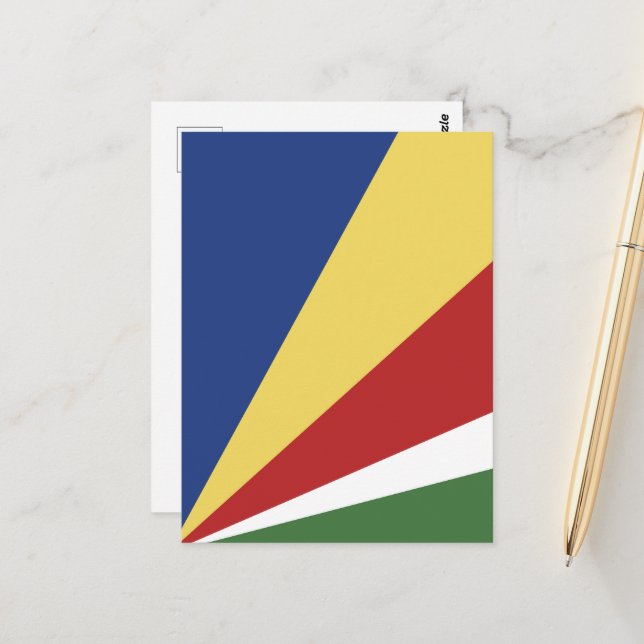 Seychellen-Flagge Postkarte (Vorderseite/Rückseite Beispiel)