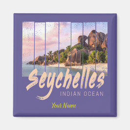 Seychellen Indischer Ozean Vintager Sonnenuntergan Magnet
