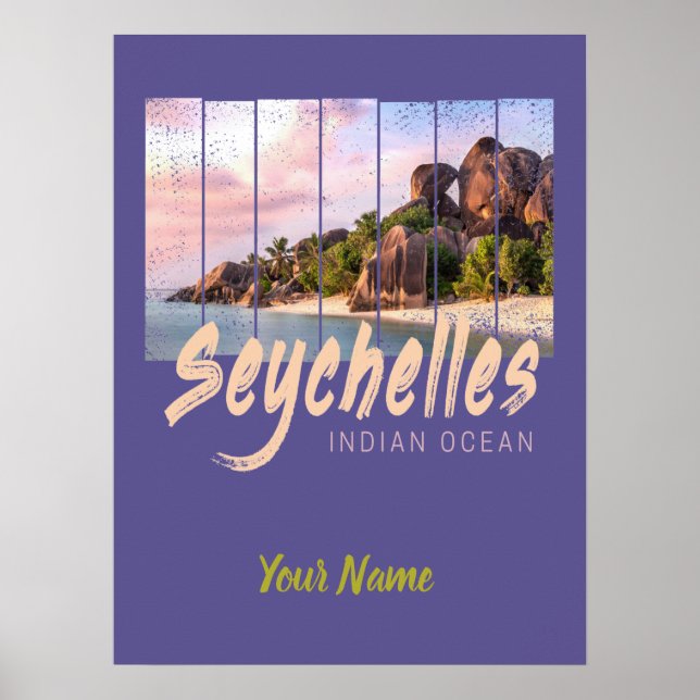 Seychellen Indischer Ozean Vintager Sonnenuntergan Poster (Vorne)