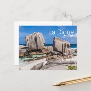 Seychellen La Digue Anse Marron Strand Vintage Feiertagspostkarte