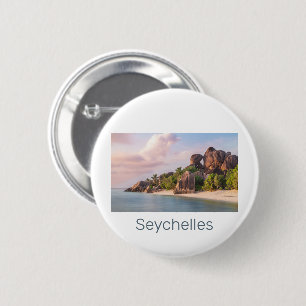 Seychellen La Digue Vintage-Sonnenuntergang Urlaub Button
