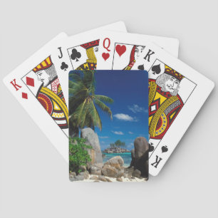 Seychellen, Mahe-Insel, Anse Royale Beach. Spielkarten