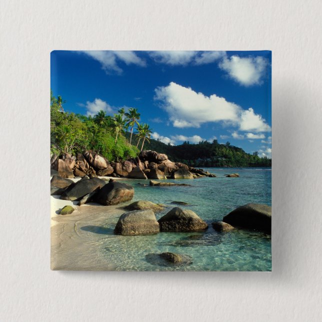 Seychellen, Mahe Island, Anse Royale Beach.3 Button (Vorderseite)