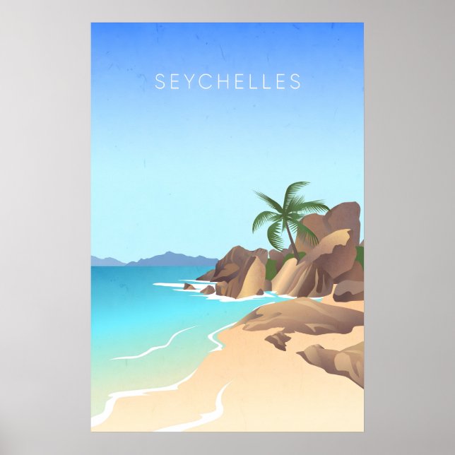 Seychellen Minimal Reiseplakat Poster (Vorne)
