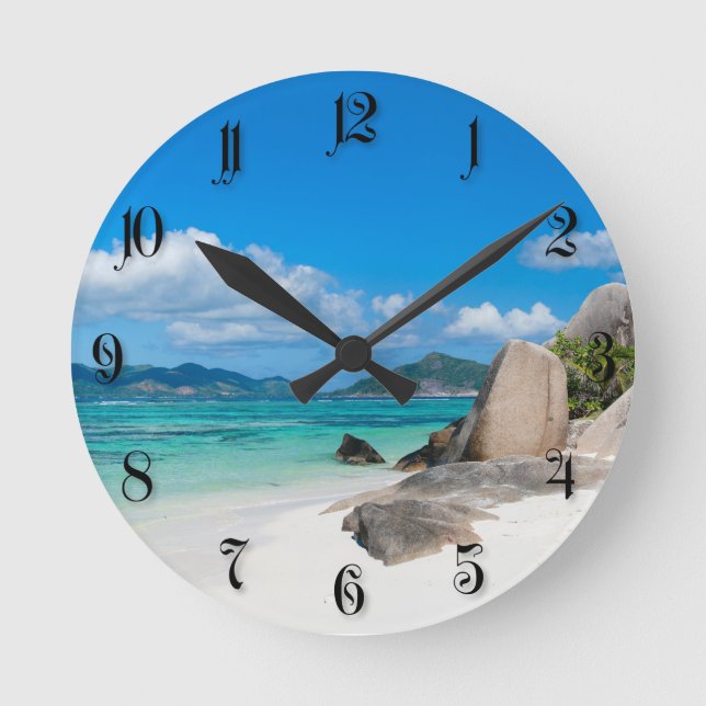 Seychellen Runde Wanduhr (Vorderseite)