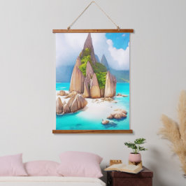 Seychelles Beach Art Ocean Lover Wandteppich Mit Holzrahmen