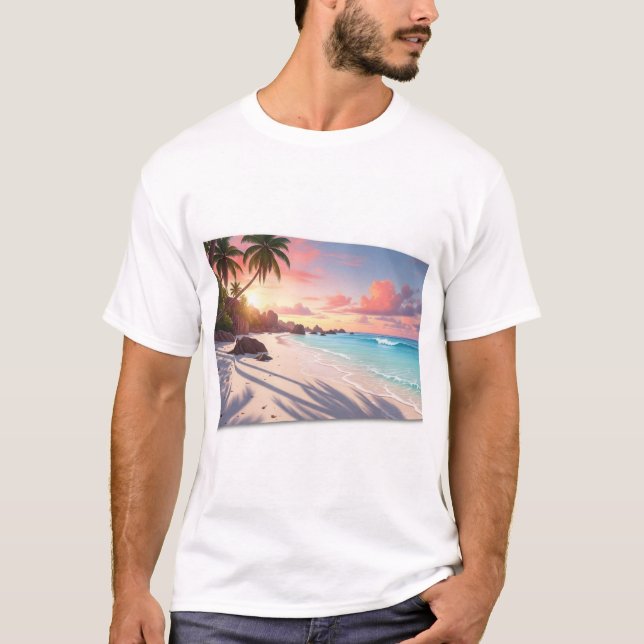 Seychelles Beach-Inspired Men’s T-Shirt (Vorderseite)