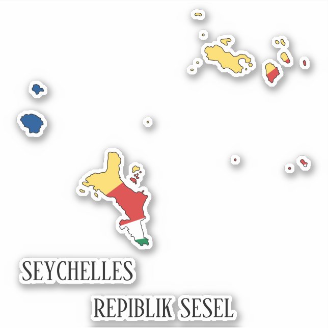 Seychelles Flag Charming Patriotic Map Aufkleber (Vorderseite)
