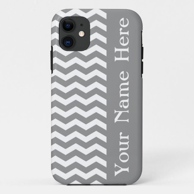 Seychelles Gray Wave Zickzack mit Namen Case-Mate iPhone Hülle (Rückseite)