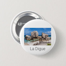 Seychelles La Digue Anse Marron Beach Vintag Button