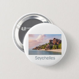 Seychelles La Digue Vintag Sunset Holiday Geschenk Button