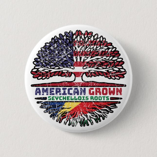 Seychelles Seychellois American USA Tree Roots Button (Vorderseite)