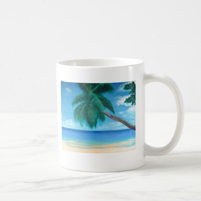 "Seychelles" Tropical Island Beach Art Coffee Tass Kaffeetasse (Rechts)