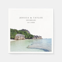 Seychelles Wedding Custom Foto Cocktail Napkins