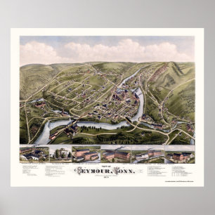 Seymour, CT Panoramic Map - 1879 Poster