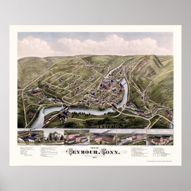 Seymour, CT Panoramic Map - 1879 Poster (Vorne)