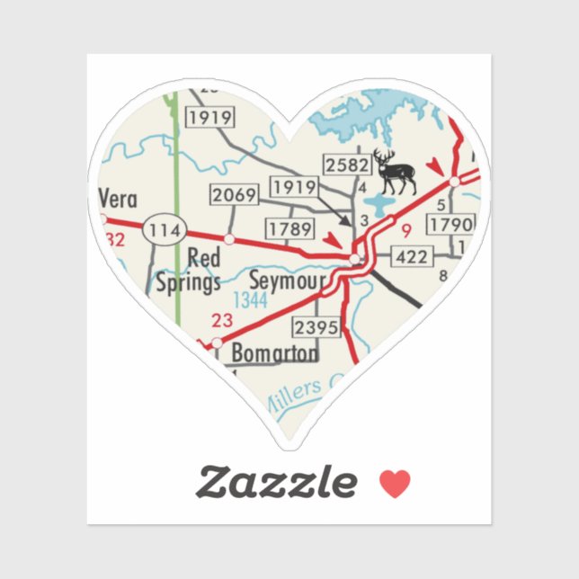 Seymour Texas Map Aufkleber (Blatt)