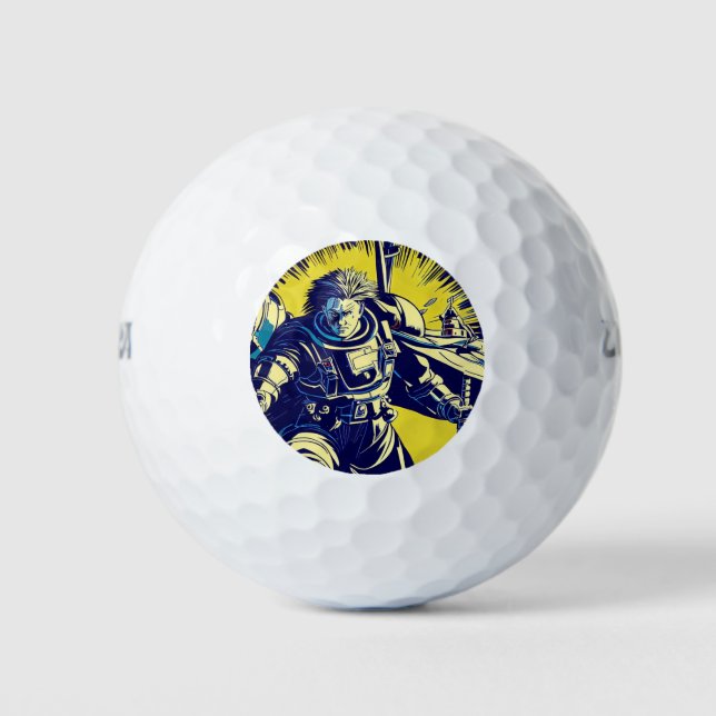 SF Anime Hero - Holzschnitt (1) Golfball (Vorderseite)
