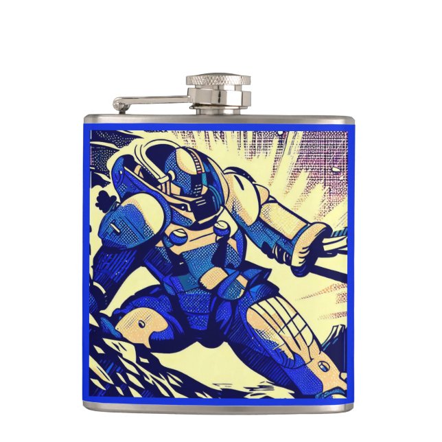 SF - Anime Hero Woodcut 4 Flachmann (Vorderseite)