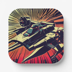 SF - Anime Starfighter Woodcut 1 Pappteller