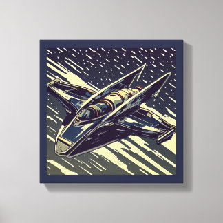 SF - Anime Starfighter Woodcut 4 Leinwanddruck