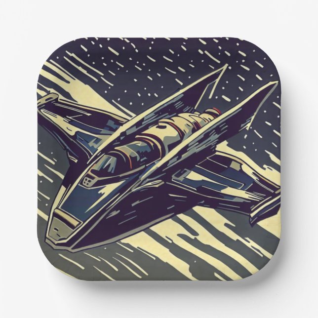 SF - Anime Starfighter Woodcut 4 Pappteller (Vorderseite)