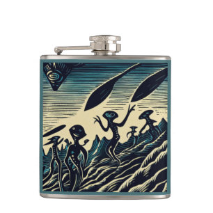 SF - Außerirdischen auf einem seltsamen Planetenho Flachmann