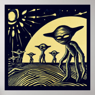 SF - Außerirdischen auf einem seltsamen Planetenho Poster