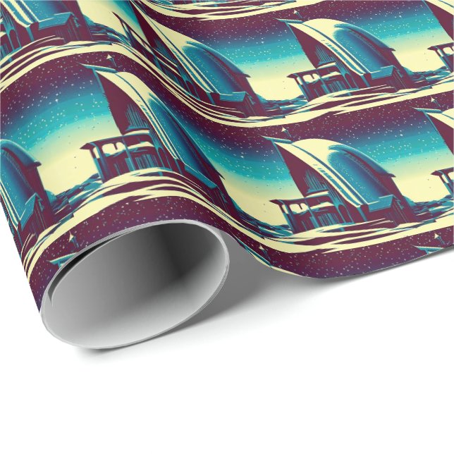SF Futuristische Kirche 1 Geschenkpapier (Rolleneckpunkt)