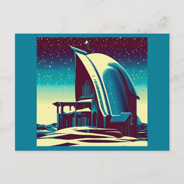 SF Futuristische Kirche 1 Postkarte (Vorderseite)
