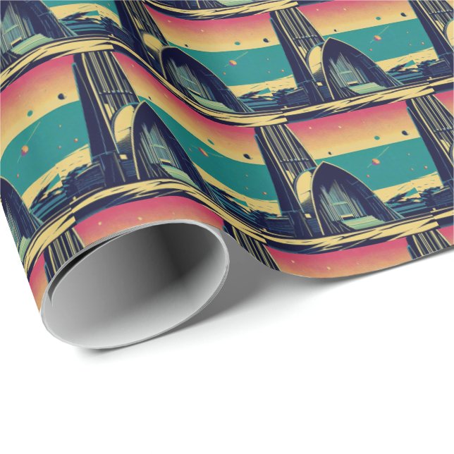 SF Futuristische Kirche 3 Geschenkpapier (Rolleneckpunkt)