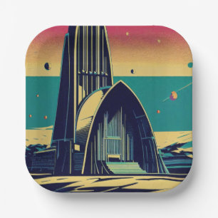 SF Futuristische Kirche 3 Pappteller