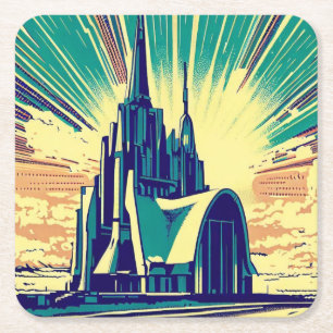 SF Futuristische Kirche 3 Rechteckiger Pappuntersetzer