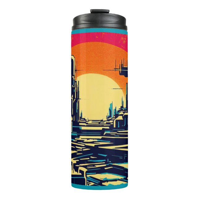 SF Futuristischer Stadtwaldschnitt 1 Thermosbecher (Vorderseite)