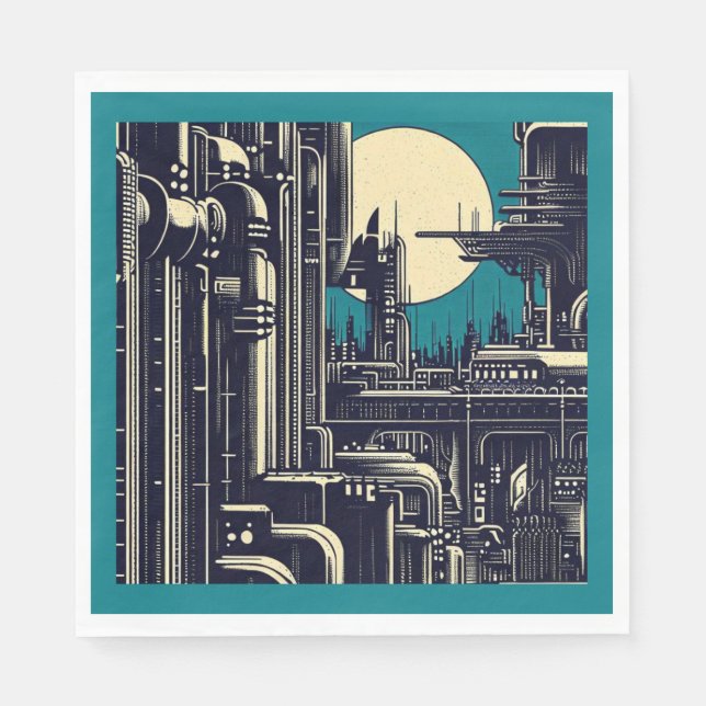 SF Futuristischer Stadtwaldschnitt 2 Serviette (Vorderseite)
