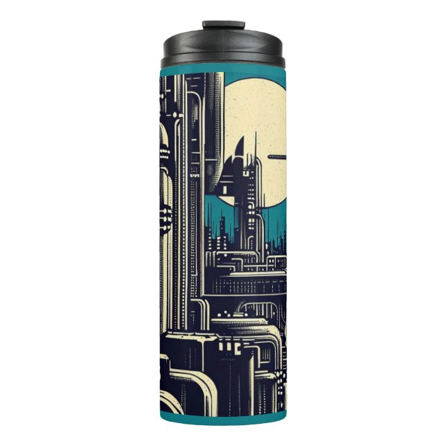 SF Futuristischer Stadtwaldschnitt 2 Thermosbecher (Vorderseite)