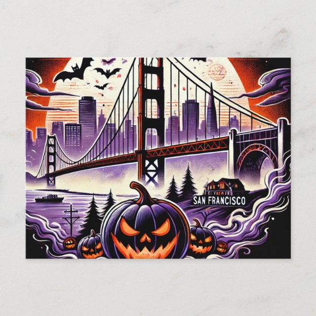 SF Golden Gate Bridge & Foggy Nights Postkarte (Vorderseite)