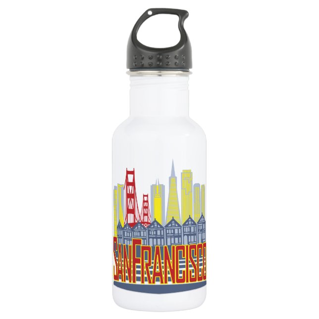 SF goldene Skyline Edelstahlflasche (Vorderseite)