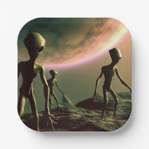 SF Grau Außerirdischen 2 Pappteller