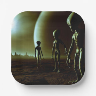 SF Graue Außerirdischen 1 Pappteller