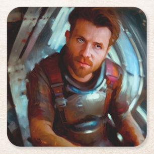 SF Hero Abard Spaceship 4 Rechteckiger Pappuntersetzer